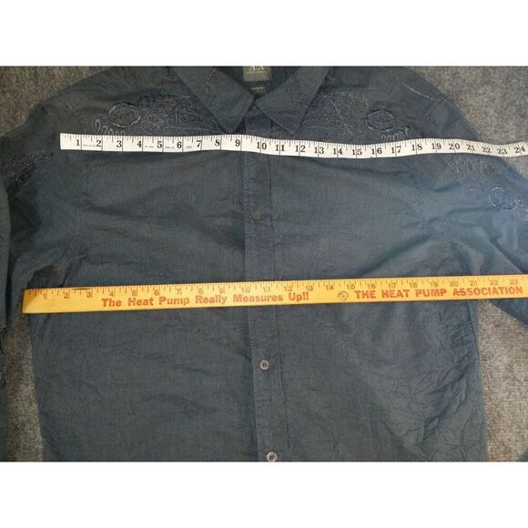 Armani Exchange Button Up Shirt Men Sz L Blue Embroidered Monochromatic Designer - Picture 3 of 6